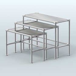 Комплект столов №1-5 с полками зеркало 4мм, Белый