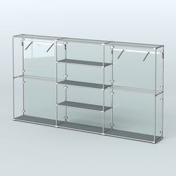 Торговая система ХРОМ (задняя стенка - стекло) 3600 мм с полками ДСП и поручнями №10, Темно-Серый