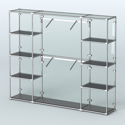 Торговая система ХРОМ (задняя стенка - стекло) 2430 мм с тонированными полками и поручнями №7, Черный