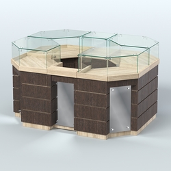 Торговый островок GOLD с зеркальным фасадом №1-1 (3,13 кв.м), Дуб Сонома + Дуб Венге