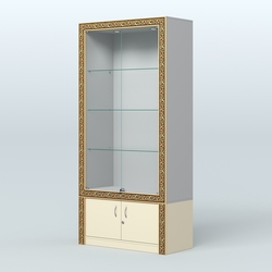 Витрина с декором и дверками №ВБА-1, Серый + Крем Вайс