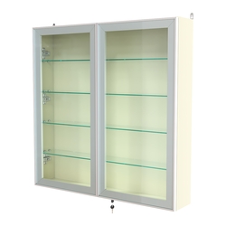 Витрина настенная №4-1А с узкими прозрачными полками серии Collecto, Крем Вайс