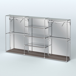 Торговая система ХРОМ (задняя стенка - зеркало) 3600 мм с зеркальными полками и поручнями №10, Дуб Венге