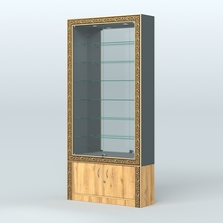 Витрина пристенная с декором №ВБА-32, Темно-Серый  + Дуб Золотистый