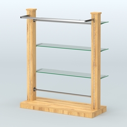 Островная система с перфорацией и тремя стеклянными полками №9, Дуб Золотистый