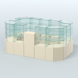 Стеклянный островок-павильон серии КОЛЬЦО прямоугольный №6, Крем Вайс