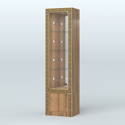 Витрина с декором и диодной подсветкой №ВБА-4С, Орех