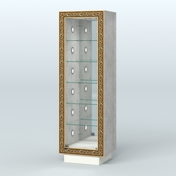 Низкая пристенная витрина с декором НБА-503С, Метрополитан Грей + Белый