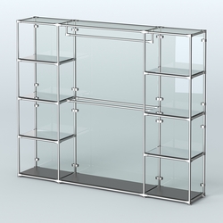 Торговая система ХРОМ (задняя стенка - стекло) 3600 мм с зеркальными полками и поручнями №3, Черный