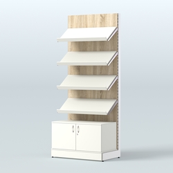 Стеллаж для хлеба и выпечки с четырьмя наклонными полками и накопителем Феникс №13Н, Белый + Дуб Сонома