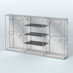 Торговая система ХРОМ (задняя стенка - зеркало) 3600 мм с тонированными полками и поручнями №5, Серый