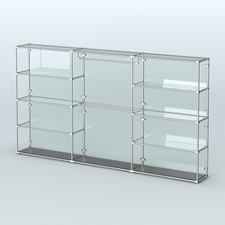 Торговая система ХРОМ (задняя стенка - стекло) 3600 мм с прозрачными полками и поручнями №1, Черный