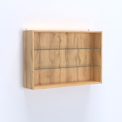 Витрина настенная №203-1Г открытая с двумя полками из стекла, Дуб Золотистый