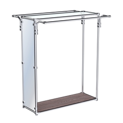 Хромированный стенд-вешало с усиленными поручнями и зеркальным торцом ZTD-11 №1-1 и полкой стекло 6 мм, Ясень Анкор темный