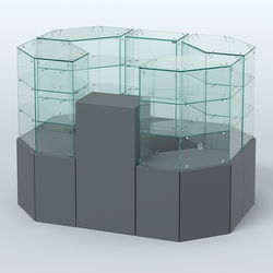 Стеклянный островок-павильон серии КОЛЬЦО шестигранный №4, Темно-Серый