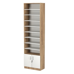 Стеллаж из ДСП с 8-ю полками 300x600 мм серии LEVEL-8 №5 (З/C - ДВП), Дуб Канзас коричневый + Белый