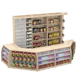 Комплект кассовой зоны со скошенным фасадом и стеллажом под сигареты большой №3-1, Дуб сонома