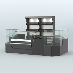 Пристенный небольшой павильон для торговли хлебом и выпечкой №1, Черный и Белый