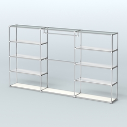 Торговая система ХРОМ без ДСП 3600 мм с зеркальными полками и поручнями №1, Белый