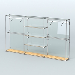 Торговая система ХРОМ (задняя стенка - стекло) 3600 мм с зеркальными полками и поручнями №10, Дуб Золотистый