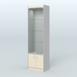 Витрина из ДСП с дверками для аптеки №2-400-1, Серый + Крем Вайс