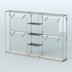 Торговая система ХРОМ (задняя стенка - стекло) 3030 мм с тонированными полками и поручнями №8, Метрополитан Грей