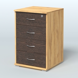 Тумба Нотте подкатная (4 ящика с замком), Дуб Золотистый + Дуб Венге