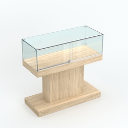 Стеклянный островной прилавок прямоугольный №1, Дуб сонома