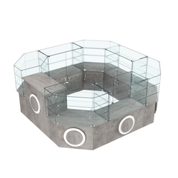 Торговый стеклянный островок с накладками серии КРУГ №2 (7,62 кв.м), Бетон Чикаго светло-серый F186 ST9