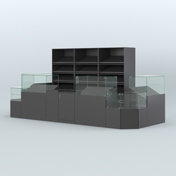 Пристенный павильон с прилавками и стеллажами для торговли хлебом и выпечкой №5, Черный