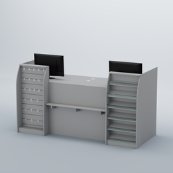 Ресепшен Атлант с фасадными наклонными полочками и экономпанелью №5, Серый