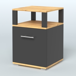 Тумба Динен №2 приставная 1 распашной фасад с надставкой, Черный и Дуб Золотистый U1148