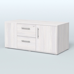 Тумба двусторонняя с отсеком и двумя открытыми полками Платинум Персонал, Ясень Анкор светлый