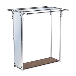 Хромированный высокий стенд-вешало, торец-зеркало ZTD-11 №1-4 с полкой Зеркало 4 мм, Орех