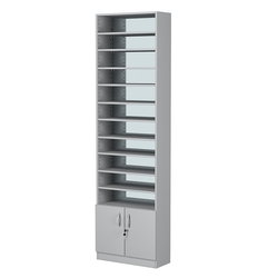 Стеллаж из ДСП с 10-ю полками 250x600 мм серии LEVEL-10 №4-2 (З/C - ЗЕРКАЛО), Серый