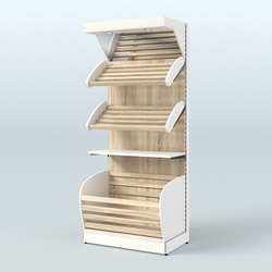 Стеллаж для хлеба и выпечки с нижней корзиной - накопителем и фризом Феникс №12ФК, Белый + Дуб Сонома