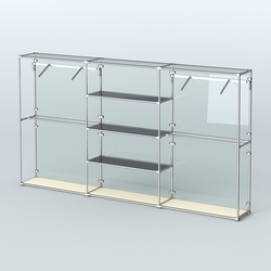 Торговая система ХРОМ (задняя стенка - стекло) 3600 мм с тонированными полками и поручнями №10, Крем Вайс