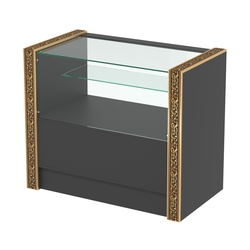 Недорогой прилавок с одной узкой полкой и декоративными молдингами №ПДМ-3-900, Черный