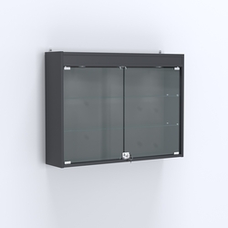 Витрина настенная №203-3А широкая с двумя полками и фризом, Антрацит