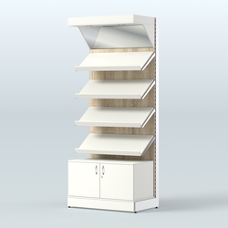 Стеллаж для хлеба и выпечки с четырьмя наклонными полками, накопителем и фризом Феникс №13ФН, Белый + Дуб Сонома