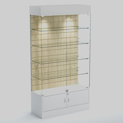 Витрина СЕТЬ №1-П с экономпанелью и полками, Белый + Дуб Сонома