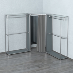 Примерочная с зеркалом из системы ХРОМ с поручнями №1-1, Темно-Серый