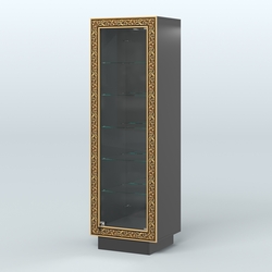 Низкая витрина с декором и пятью прозрачными полками НБА-503, Черный