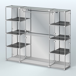 Торговая система ХРОМ (задняя стенка - зеркало) 2430 мм с тонированными полками и поручнями №3, Серый