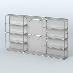 Торговая система ХРОМ (задняя стенка - ДСП) 3600 мм с зеркальными полками и поручнями №6, Серый