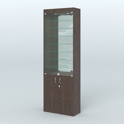 Витрина из ДСП с дверками и узкими полками для аптеки №6-300-3, Дуб Венге