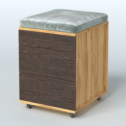 Тумба мобильная 2 ящика + 1 ящик-лоток с подушкой Фламинго, цвет белый + акация + бежевый, Дуб Золотистый + Дуб Венге