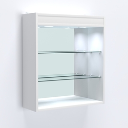 Витрина настенная №201-4Г открытая зеркальная с подсветкой, Белый