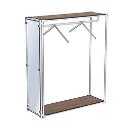 Хромированный стенд островной, торец-зеркало ZTD-12 №1-3 с полками ДСП 16 мм, Орех