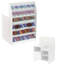 Торговый кассовый прилавок с наклонными полками под выкладку товаров импульсных покупок Импульс №2-3-900, Белый